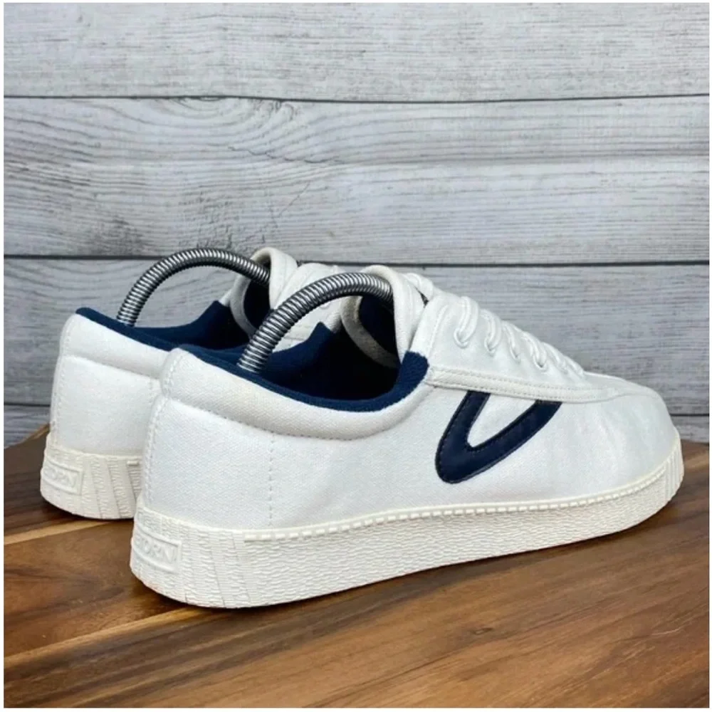 Tretorn White Sneakers with Navy Detail - Picture 5 of 10